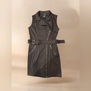 Alyn Paige Brown Sleeveless Moto Dress, size 3/4